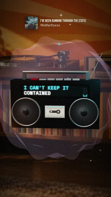 Boombox lyric video style: a still from its sample