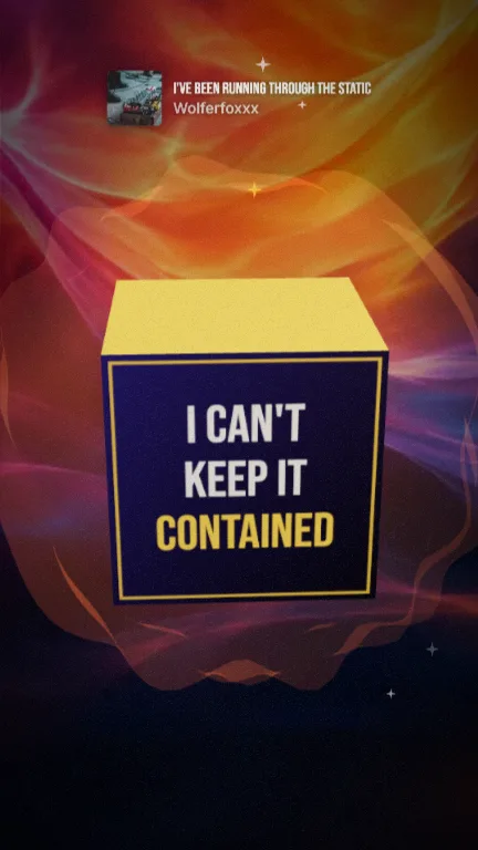 Cube lyric video style: a still from its sample