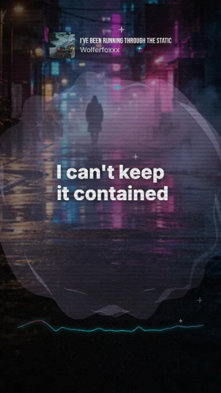 Glitch lyric video style: a still from its sample