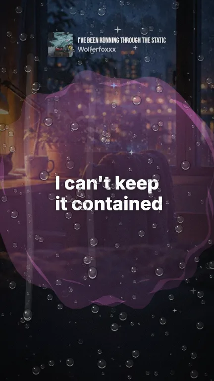 Rainy window lyric video style: a still from its sample