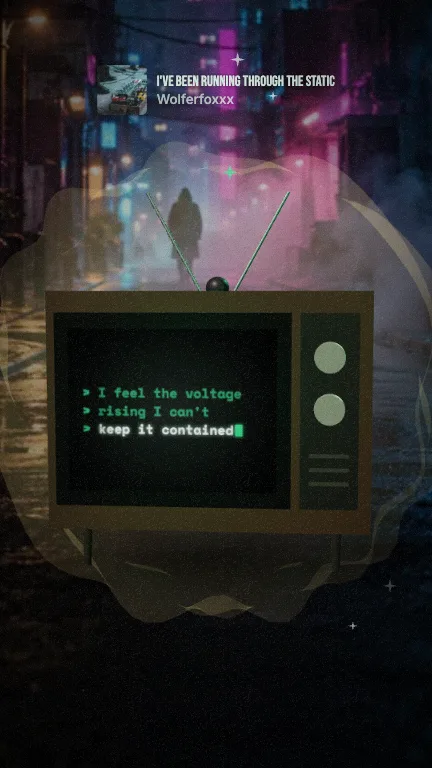 Retro TV lyric video style: a still from its sample